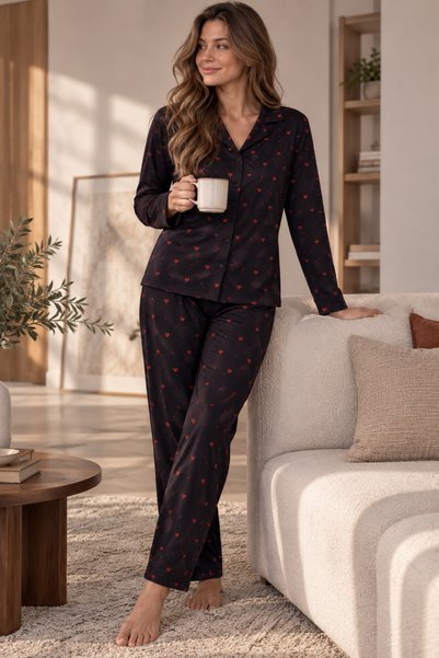 Yolk (Polina)Pamuklu Düğmeli Pijama Takım