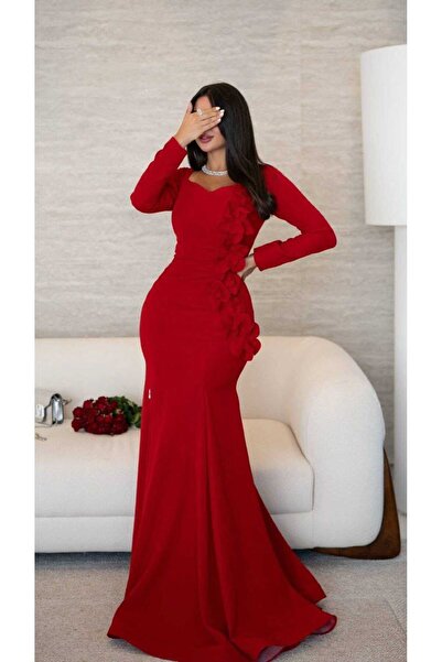 BAIT NAWAEM Luxurious Red Soft Dress with a Stunning Design ❤️ ✨