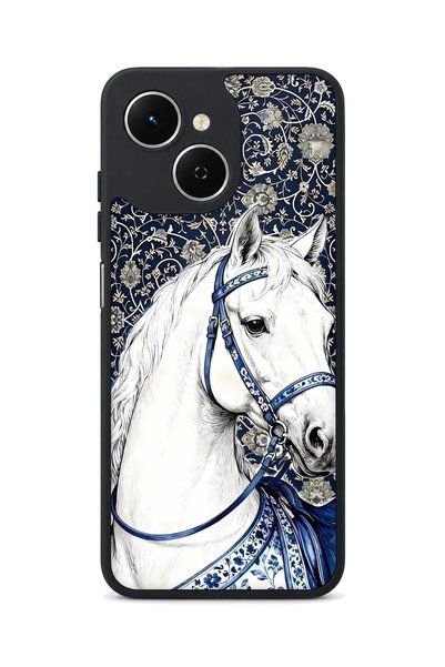 TECNO Spark 40C Compatible White Horse Pattern Camera Protected Shockproof Case