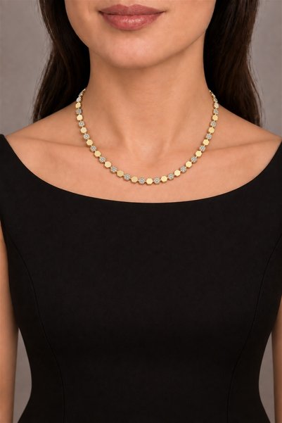 Reverie Atelier Gold Renk Altıgen Taş Detaylı Kadın Kolye – Geometrik Tasarım