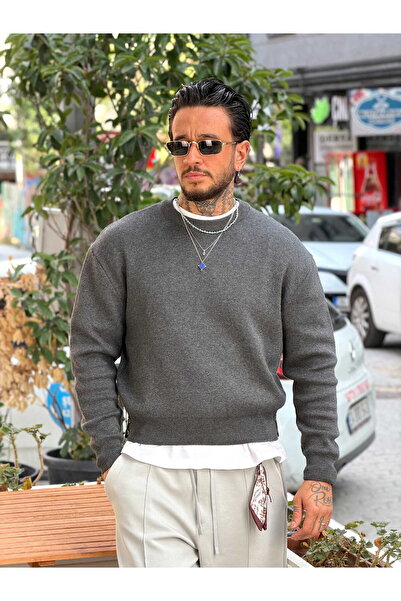 manch collection Giesto Crop Pamuk Basic Sweatshirt Antrasit