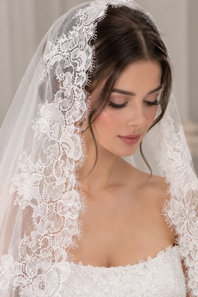Hayalperest boncuk Fransız Model Dantel Detaylı Gelin Duvağı Şık Tül Gelinlik Aksesuarı Beyaz Gelin Duvağı