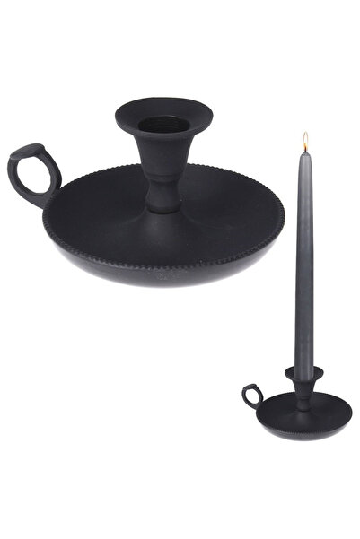 Home Styling Collection Sfeșnic din aluminiu negru 11x6.5 cm