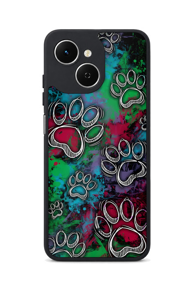TECNO Spark 40C Compatible Paws Patterned Camera Protected Shockproof Case