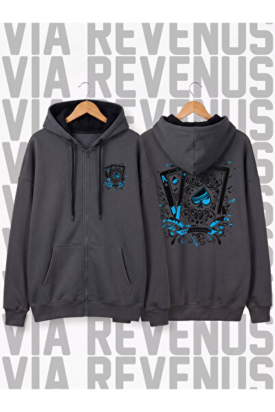 Vordevia Printed Unisex Zippered Hooded Sweatshirt Cardigan