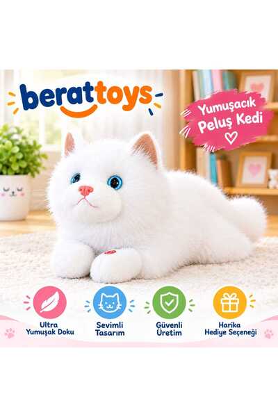 berattoys 45 cm sesli peluş kedi miyavlayan oyuncak kedi uyku arkadaşı peluş ...