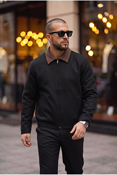 BASEL.CO Velvet Collar Detailed Unisex Relax Basic Fabric Jacket