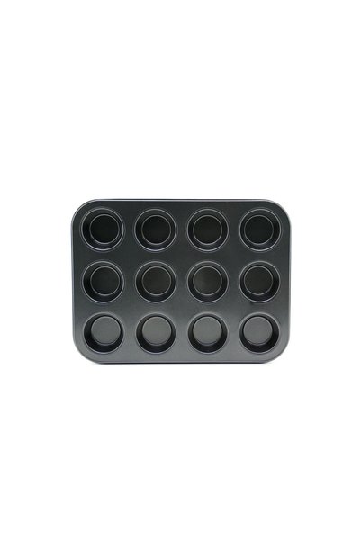 Generic Brand 12-Cavity Metal - Black Flat Muffin - Cake Mold