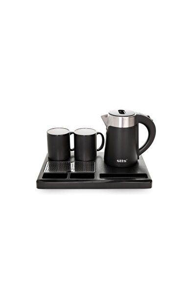 Otto Ottuo Water Kettle Set with 2 Cups and Base 0.8 Liter 1500 Watt Black