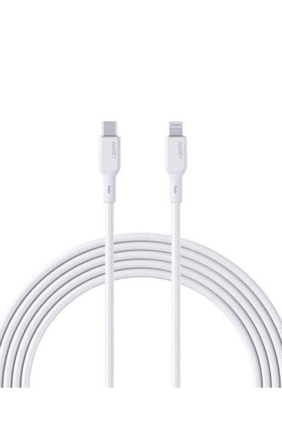 AUKEY 1.8m Nylon Braided USB-C to Lightning Cable CB-NCL2-WH