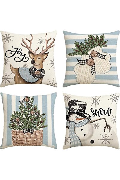 AVOIN colorlife Christmas Snowman Reindeer Gloves Eucalyptus Red Throw Pillow...