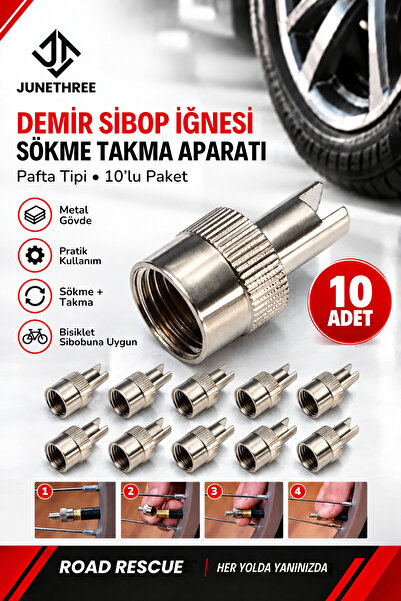 JuneThree Sibop İğnesi Sökme Takma Aparatı Paftalı Metal Sibop Kapağı 10 Adet
