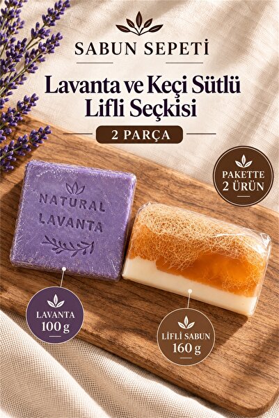 Natural Sabun 2'li Paket: Lavanta (100g) & Ballı Keçi Sütlü Kabak Lifli Sabun (160g) Peeling Etkili