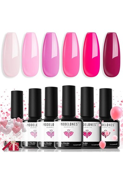 modelones Store مجموعة طلاء الأظافر الجل من موديلونز - 6 ألوان، طقم طلاء جل ب...