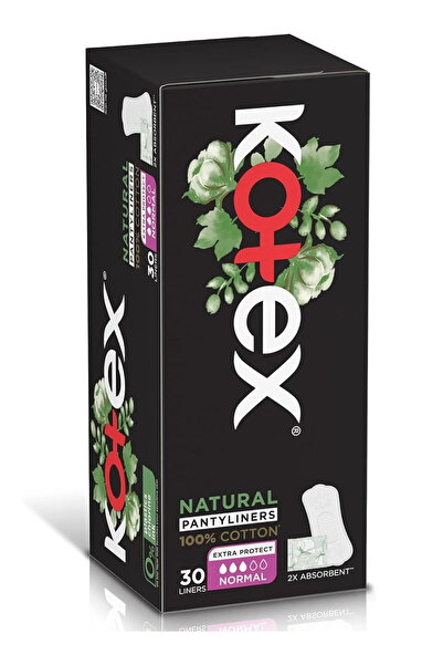 Kotex فوط صحية يومية طبيعية، 100% قطن، مقاس عادي، 30 فوطة صحية يومية