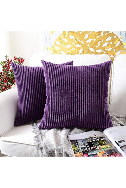 MERNETTE Pack of 2, Corduroy Soft Decorative Square Throw Pillow Cover Cushio...