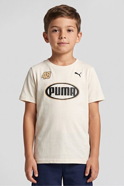 Puma Kids Boy Sportswear Fit Short Sleeve Outdoor T-Shirt, Beige