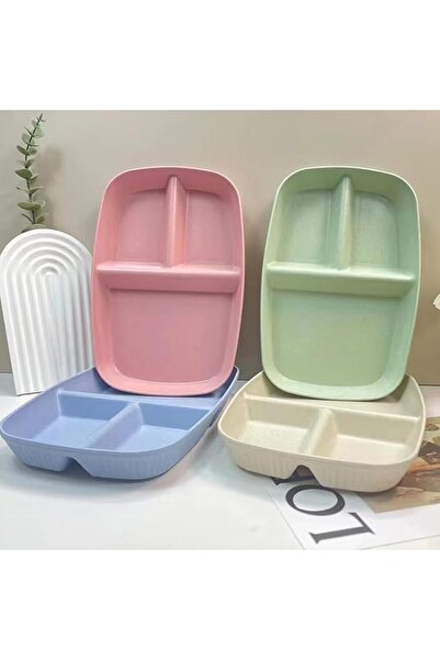 Yelajoy 4pcs Wheat Straw Compartmentalized Plastic Plates, Reusable, Perfect ...