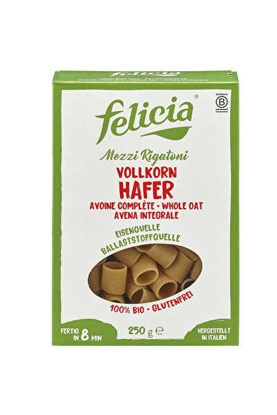 Felicia Paste Mezzi Rigatoni Bio din Ovăz Integral, Fără Gluten 250 g