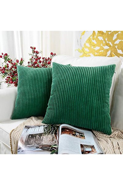 MERNETTE Pack of 2, Corduroy Soft Decorative Square Throw Pillow Cover Cushio...