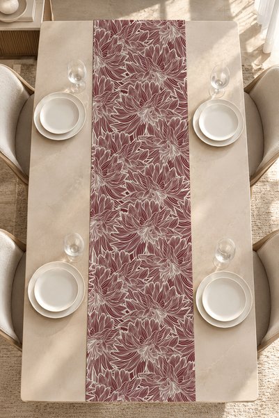 Luvis Store Burgundy Botanica Floral Runner – Tablecloth