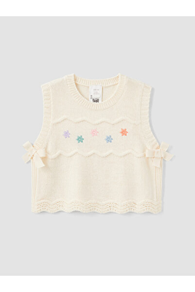 LC Waikiki Crew Neck Embroidered Girls' Knit Sweater