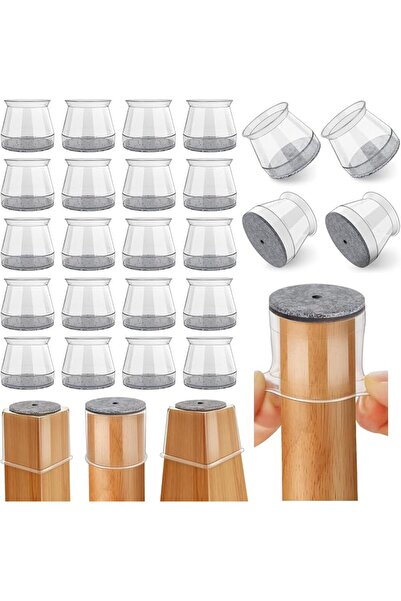 GENERAL 24 Pcs Chair Leg Floor Protectors, Silicone Felt Furniture Leg Pads C...