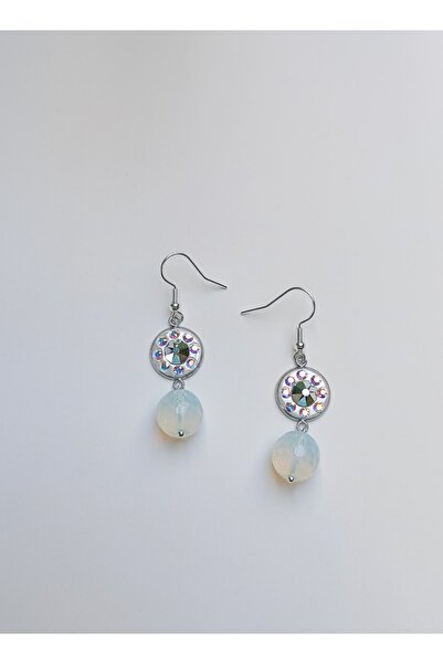 Generic Brand Handmade earrings with faceted Opalite and Swarovski crystals