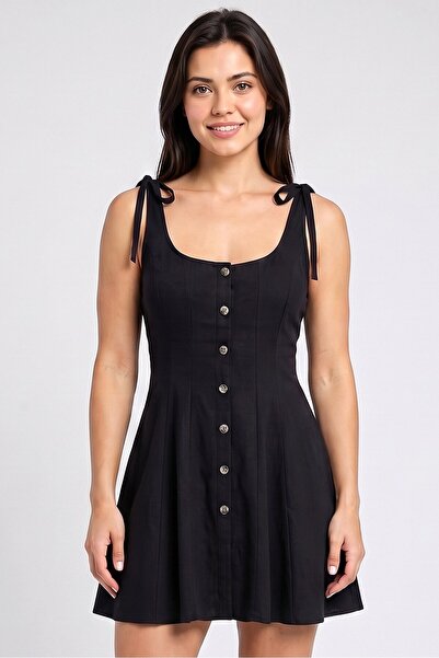 Brave Soul Women Solid Mini Dress, Black