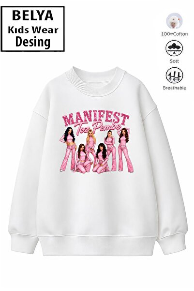 Belya Kids Wear Модерен детски суичър за момичета, овърсайз, в цвят пудра роз...