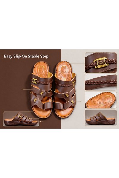 Huanhuan Shoe Men's summer thick-soled soft sandals with woven straps, fashio...