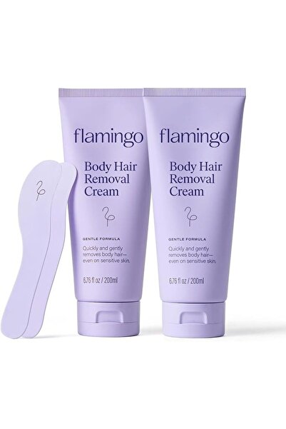 Flamingo كريم إزالة شعر الجسم - 200 مل - عبوة من قطعتين - تركيبة لطيفة - آمن ...