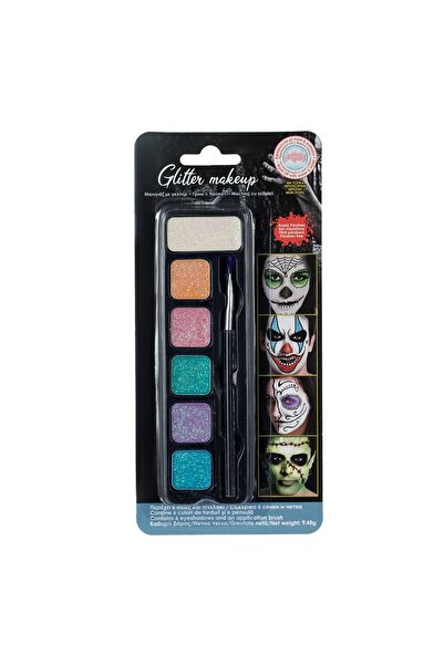 DD SHOP Set Machiaj de Halloween cu Farduri cu Glitter & Pensula - Spray