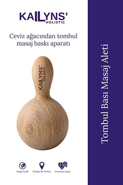 Ahşap Masaj Aleti Tombul Başlı Refleksoloji El Ayak ve Vücut Masaj Aparatı %100 Ceviz Ağacı