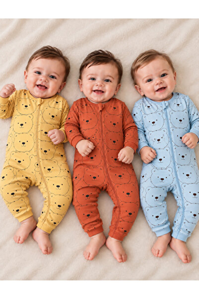 PonçiKids Premium %100 Pamuk Fermuarlı Bebek Tulumu – Rahat Kullanım, Yumuşak...
