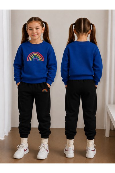 LORVEX Crew Neck Sweatshirt Tracksuit Set for Girls, 2-Piece Printed Top and ...