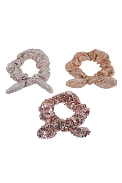 DD SHOP Elastice Par Textile Nude cu Funda Lurex & Paiete pentru Copii - 3buc