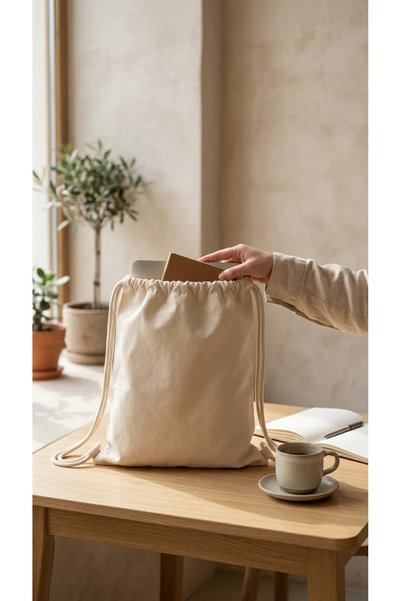 Smyrna Backpack, Drawstring Backpack, Suitable for Printing / Painting / Embroidery, 220 Gr Thick Ribs Linen