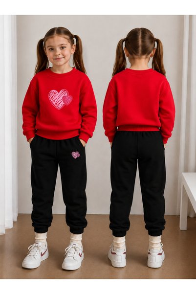 LORVEX Crew Neck Sweatshirt Tracksuit Set for Girls, 2-Piece Printed Top and ...
