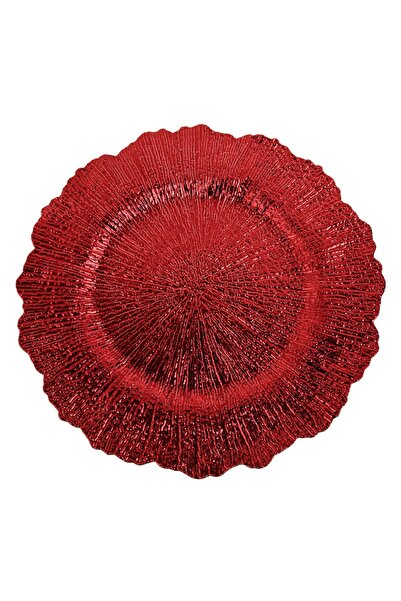 DD SHOP Platou decorativ rotund plastic rosu margine dantela 40cm tava