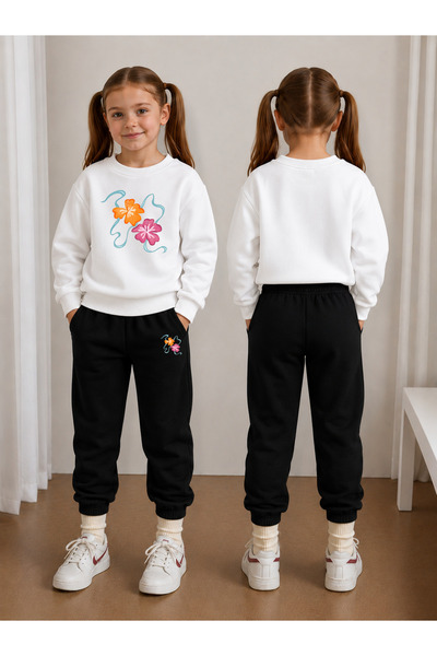 LORVEX Crew Neck Sweatshirt Tracksuit Set for Girls, 2-Piece Printed Top and ...