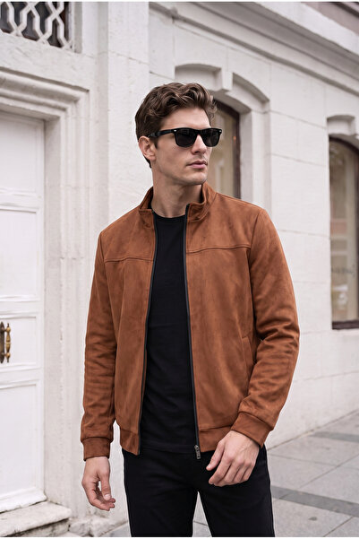 BASEL.CO Dik Yaka Slim Fit Mevsimlik Süet Ceket