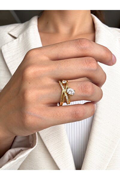 Ressia Elegant Zircon Row Double Stone Model Vip Ring