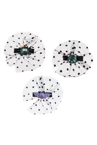DD SHOP Halloween Set Clame Par Negre cu Tul Liliac Pisica Paianjen Glitter 8...