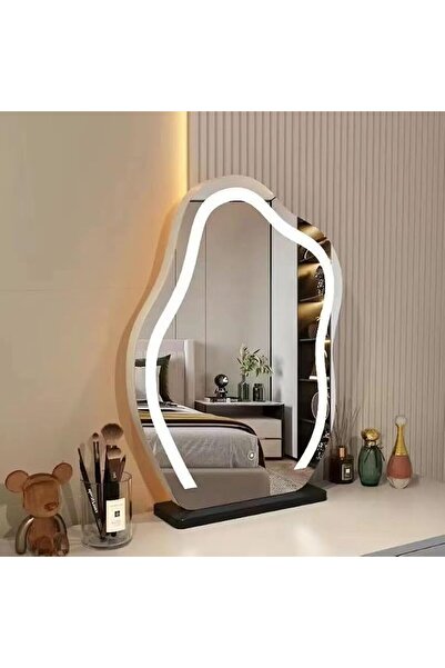 MarlaMall مرآة تجميل مع إضاءة LED، مرآة مكياج كبيرة على شكل سحابة مقاس 16.9 ب...
