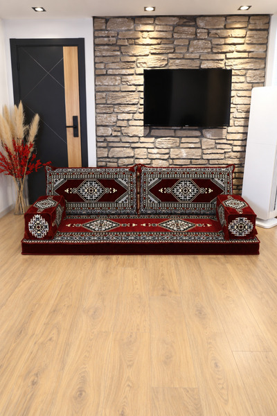 FEYZA DECOR HOME Saraylı Desenli 5 Parça Şark Köşesi Minder Takımı – 10 cm