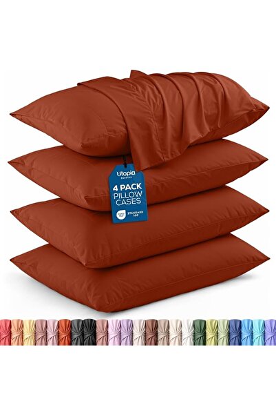 Utopia Bedding أغطية وسائد كينج - 4 قطع - إغلاق بتصميم ظرف - قماش مايكروفايبر...