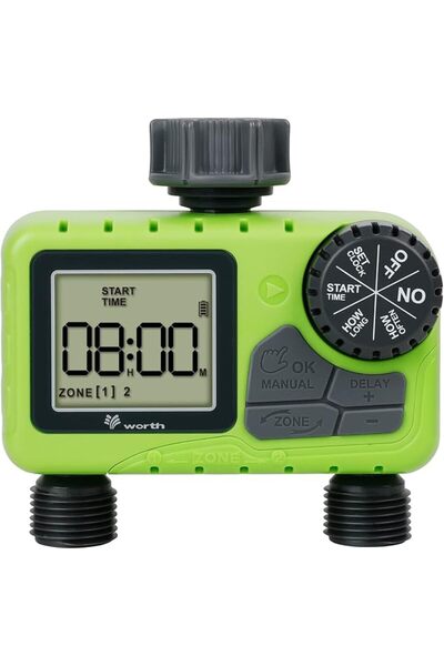worth Garden Digital Outdoor 2 Outlet Watering Water Timer Sprinkler Timer Dr...
