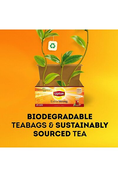 Lipton Extra Strong Black Tea, 25 Bags, Rich and Robust Flavor, Sustainably Sourced