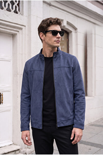 BASEL.CO High Collar Slim Fit Seasonal Suede Jacket